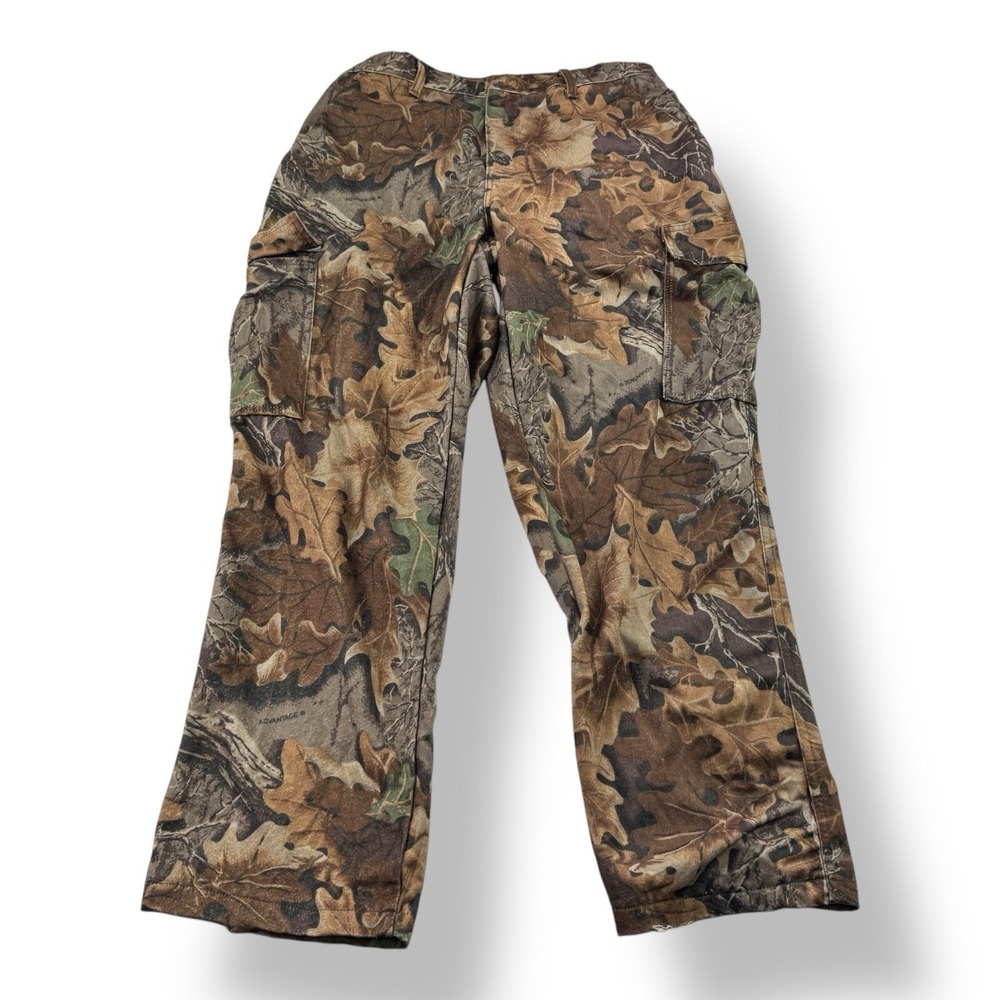 RedHead‎ Vintage Camo Leaf Print Cargo Hunting Pants Large Adjustable Waist